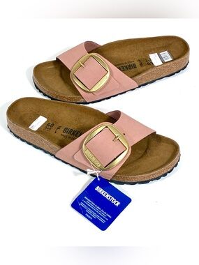 Birkenstock Madrid Big Buckle Slide Sandal Old Rose Nubuck Leather Size 40EU 9US